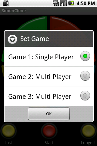 SimonClone Game Select Screen