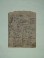 Front side of poetry-covered paper bag.